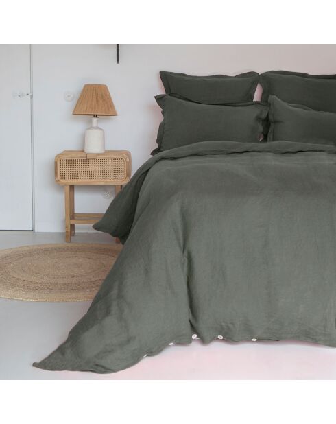 Drap housse 100% Lin Hortense kaki