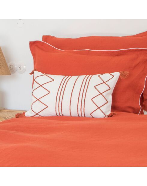 Sábana bajera ajustable Hortense de terracota 100% lino