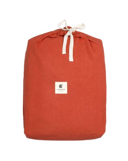 Sábana bajera ajustable Hortense de terracota 100% lino