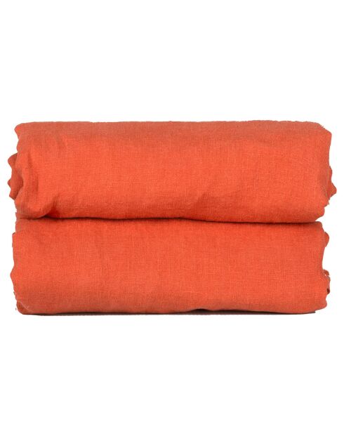Sábana bajera ajustable Hortense de terracota 100% lino