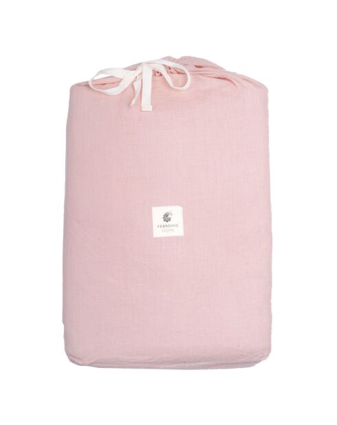 Drap housse 100% Lin Hortense vieux rose