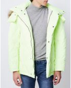 Parka matelassée col fourrure véritable jaune fluo
