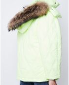 Parka matelassée col fourrure véritable jaune fluo