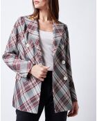 Veste de Blazer impirmé écossais & animalier multicolore