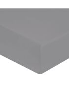 Drap housse 100% Satin de Coton bonnet 30 cm gris perle