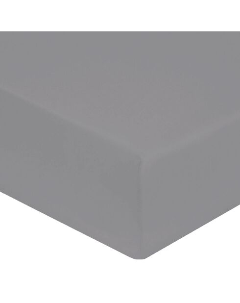 Drap housse 100% Satin de Coton bonnet 30 cm gris perle