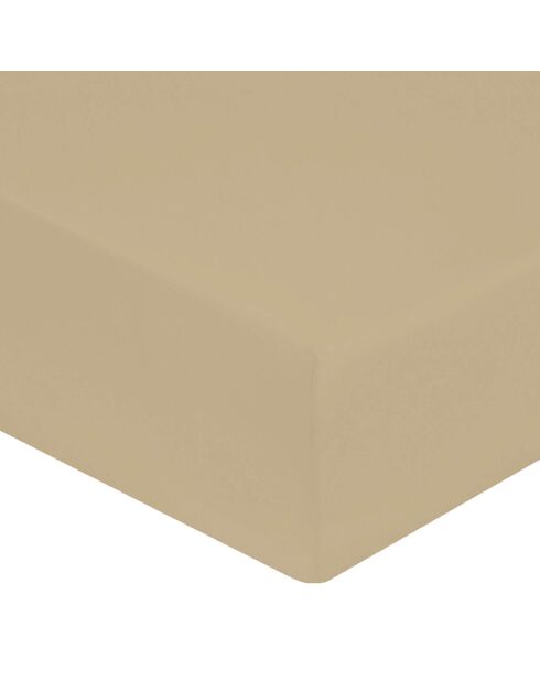 Drap housse 100% Satin de Coton bonnet 30 cm ficelle