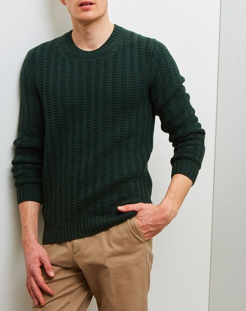 Pull en Laine mélangée Mayfair col rond grosse maille vert foncé