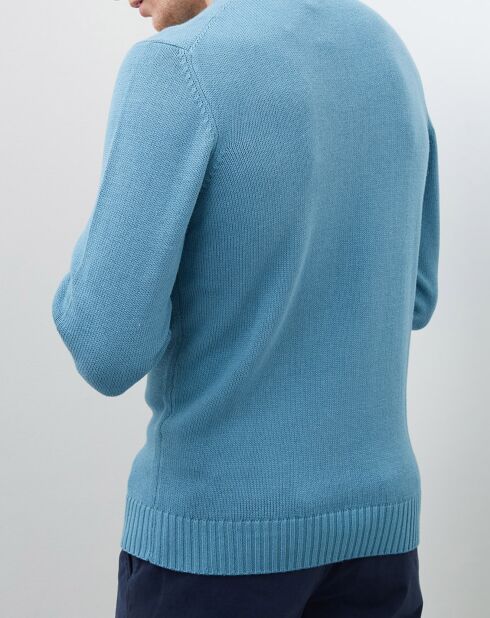 Pull en Coton & Laine col rond vert