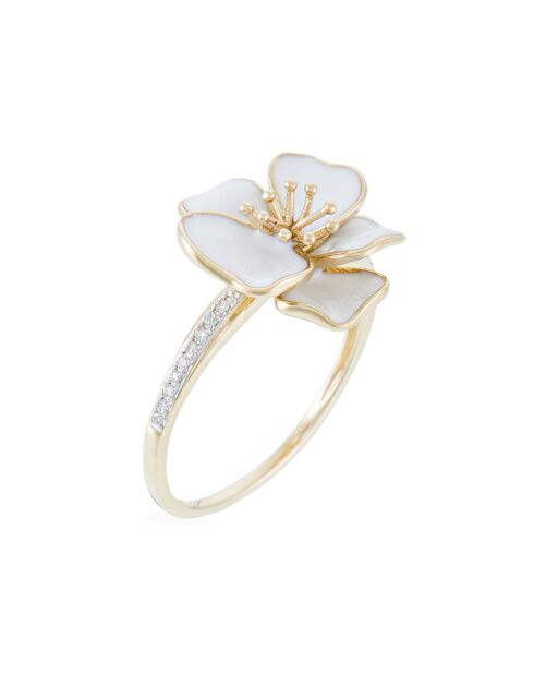 Bague Orchidée Diamants 0.05 ct or jaune