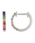 Boucles d'Oreilles Colorful Love Saphirs 0.19 ct, Emeraudes 0.04 ct & Rubis 0.05 ct  or blanc