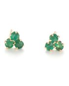 Boucles d'oreilles Trio Etincelant Emeraude 0.36 ct or jaune
