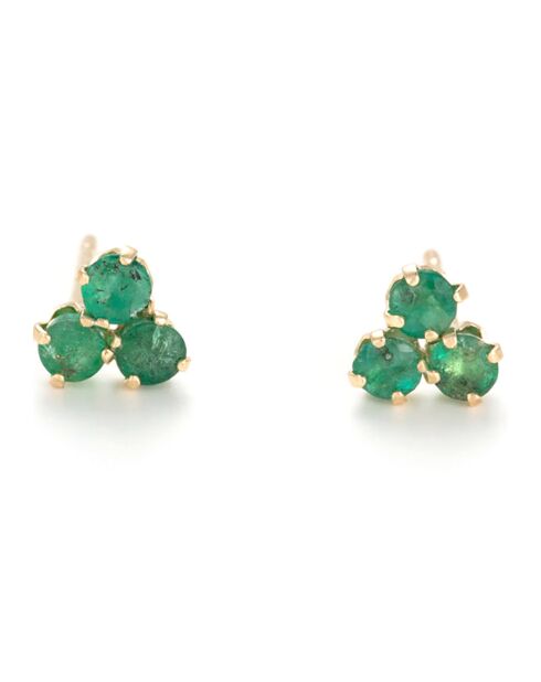 Boucles d'oreilles Trio Etincelant Emeraude 0.36 ct or jaune