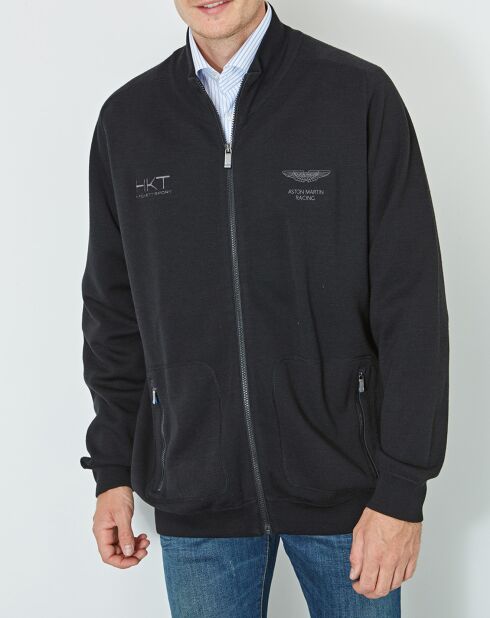 Gilet zippé 100% Laine Aston Martin Racing noir