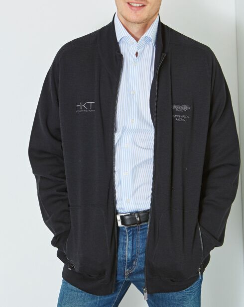 Gilet zippé 100% Laine Aston Martin Racing noir