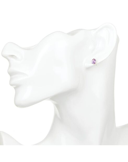 Boucles d'oreilles Gouttes Etincelantes Améthyste 1.26 ct or jaune