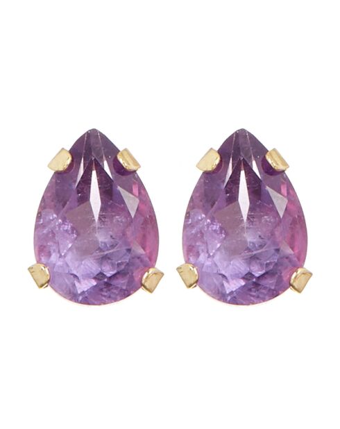 Boucles d'oreilles Gouttes Etincelantes Améthyste 1.26 ct or jaune