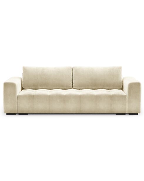 Canapé velours convertible avec coffre de rangement 3 places luca beige - 250x105x85  cm