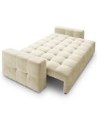 Canapé velours convertible avec coffre de rangement 3 places luca beige - 250x105x85  cm