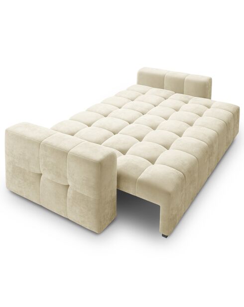 Canapé velours convertible avec coffre de rangement 3 places luca beige - 250x105x85  cm