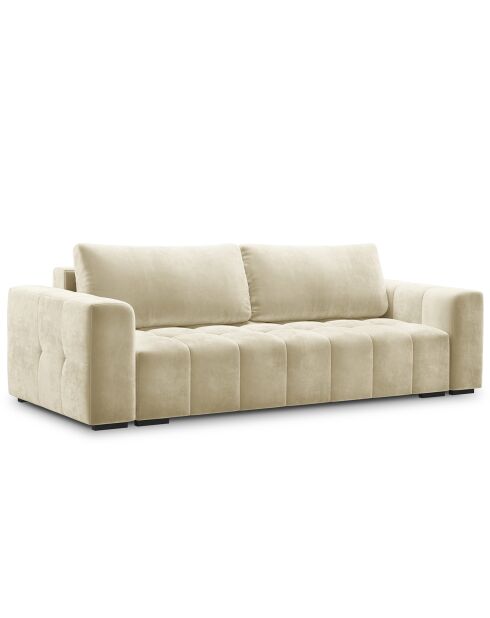Canapé velours convertible avec coffre de rangement 3 places luca beige - 250x105x85  cm
