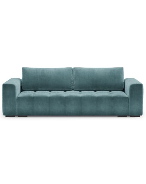 Canapé velours convertible avec coffre de rangement 3 places luca bleu - 250x105x85  cm