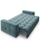 Canapé velours convertible avec coffre de rangement 3 places luca bleu - 250x105x85  cm