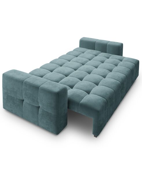 Canapé velours convertible avec coffre de rangement 3 places luca bleu - 250x105x85  cm