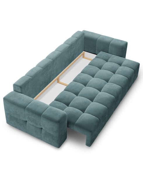 Canapé velours convertible avec coffre de rangement 3 places luca bleu - 250x105x85  cm