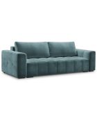 Canapé velours convertible avec coffre de rangement 3 places luca bleu - 250x105x85  cm