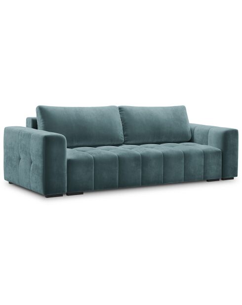 Canapé velours convertible avec coffre de rangement 3 places luca bleu - 250x105x85  cm