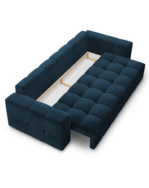 Canapé velours convertible avec coffre de rangement 3 places luca bleu roi - 250x105x85  cm