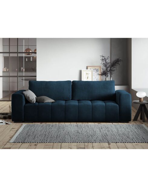 Canapé velours convertible avec coffre de rangement 3 places luca bleu roi - 250x105x85  cm