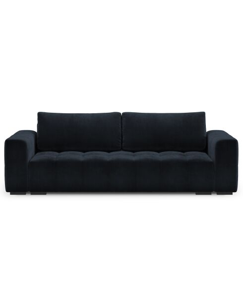 Canapé velours convertible avec coffre de rangement 3 places luca bleu foncé - 250x105x85  cm