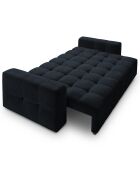 Canapé velours convertible avec coffre de rangement 3 places luca bleu foncé - 250x105x85  cm