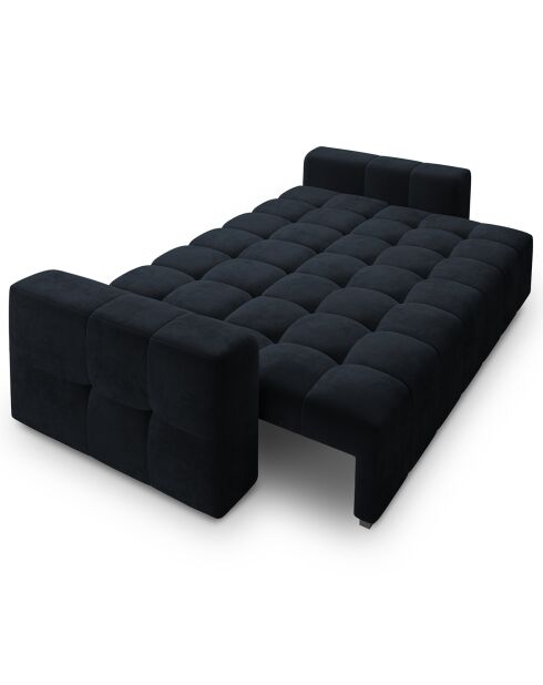 Canapé velours convertible avec coffre de rangement 3 places luca bleu foncé - 250x105x85  cm