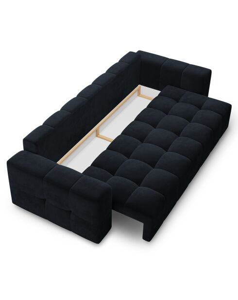 Canapé velours convertible avec coffre de rangement 3 places luca bleu foncé - 250x105x85  cm