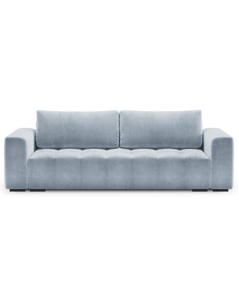 Canapé velours convertible avec coffre de rangement 3 places luca bleu clair - 250x105x85  cm