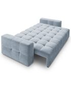 Canapé velours convertible avec coffre de rangement 3 places luca bleu clair - 250x105x85  cm