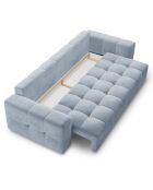 Canapé velours convertible avec coffre de rangement 3 places luca bleu clair - 250x105x85  cm