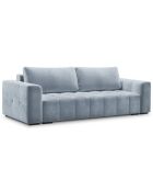 Canapé velours convertible avec coffre de rangement 3 places luca bleu clair - 250x105x85  cm