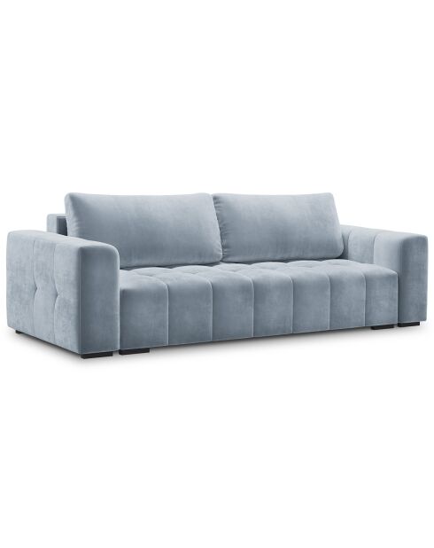 Canapé velours convertible avec coffre de rangement 3 places luca bleu clair - 250x105x85  cm