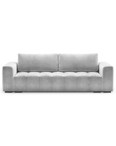 Canapé velours convertible avec coffre de rangement 3 places luca gris clair - 250x105x85  cm