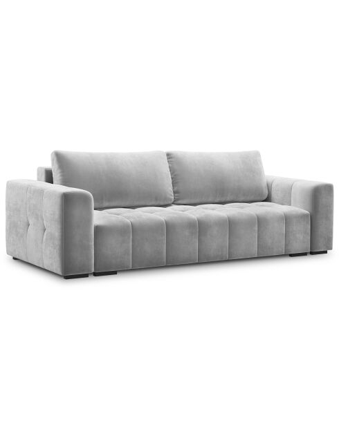 Canapé velours convertible avec coffre de rangement 3 places luca gris clair - 250x105x85  cm