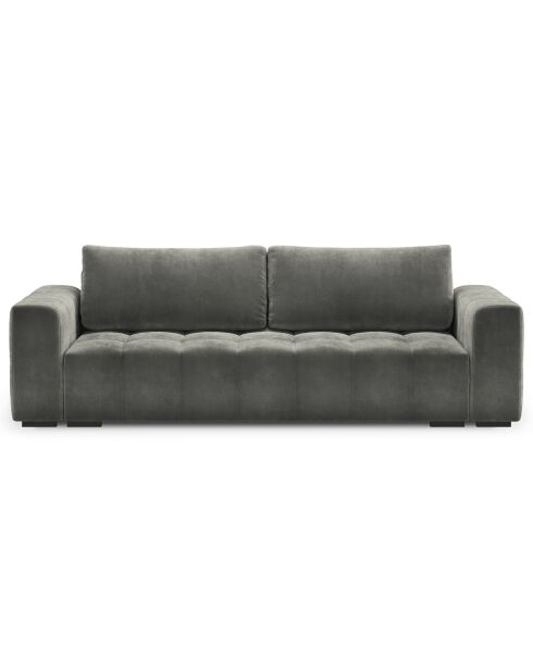 Canapé velours convertible avec coffre de rangement 3 places luca gris - 250x105x85  cm