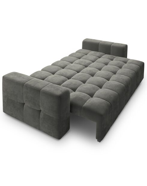 Canapé velours convertible avec coffre de rangement 3 places luca gris - 250x105x85  cm