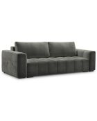 Canapé velours convertible avec coffre de rangement 3 places luca gris - 250x105x85  cm
