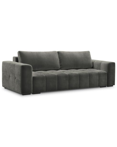 Canapé velours convertible avec coffre de rangement 3 places luca gris - 250x105x85  cm