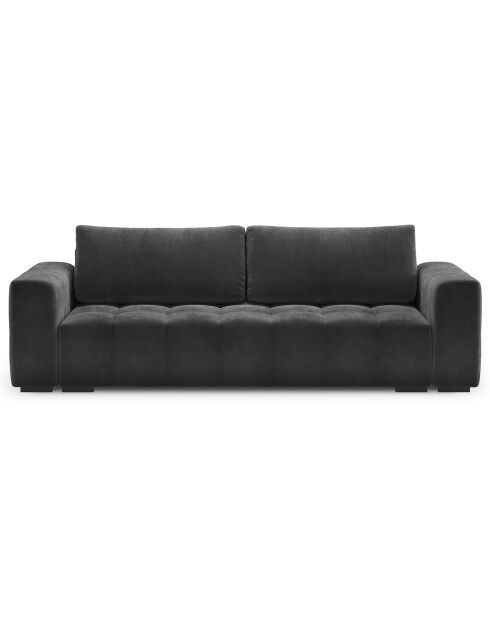 Canapé velours convertible avec coffre de rangement 3 places luca gris foncé - 250x105x85  cm