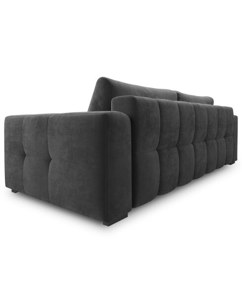 Canapé velours convertible avec coffre de rangement 3 places luca gris foncé - 250x105x85  cm